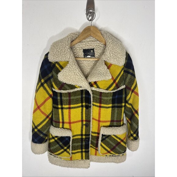 Vintage 70s Lady Utex Women’s Plaid Sherpa Lined Jacket Coat Size 7/8 Canada - Picture 1 of 7